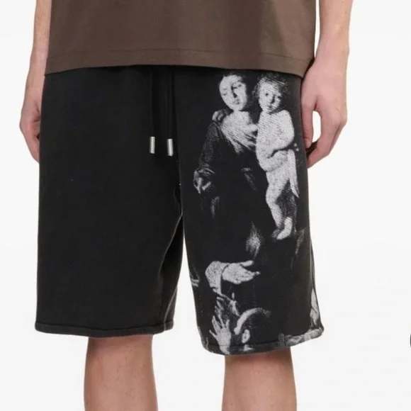 Off-White Black Graphic “Mary” Skater Track Shorts - Men’s XS - 9”